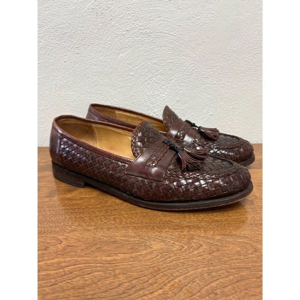 JOHNSTON AND MURPHY Brown Woven Leather Loafer